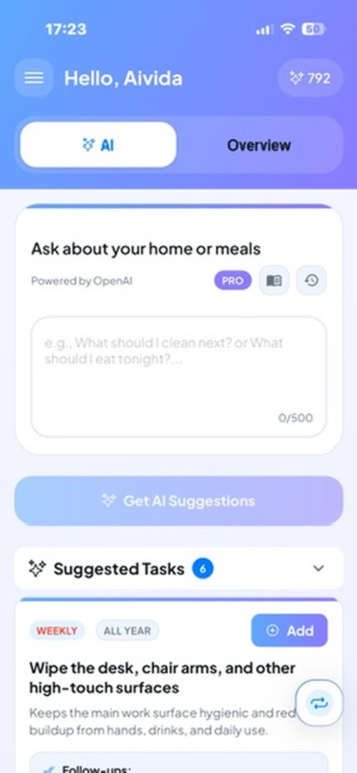 Aivida AI assistant planning home tasks